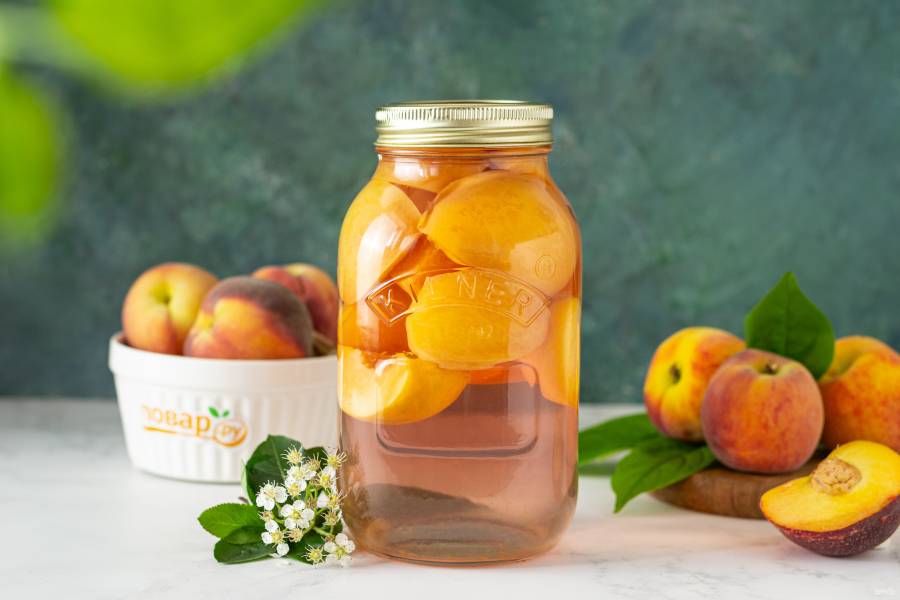 Вариант 1. Классический рецепт компота из персиков на зиму