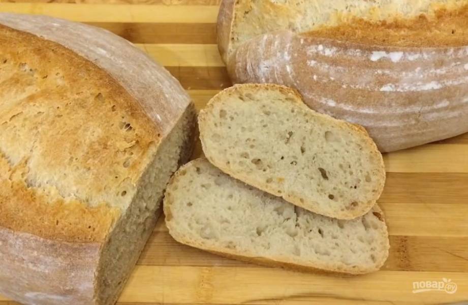 Выпекайте хлеб в разогретой до 200 градусов духовке 40-45 минут. Хлеб полностью остудите на решетке. Приятного аппетита!