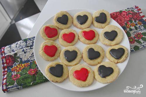 Песочное печенье с джемом «Валентинки» - пошаговый рецепт с фото