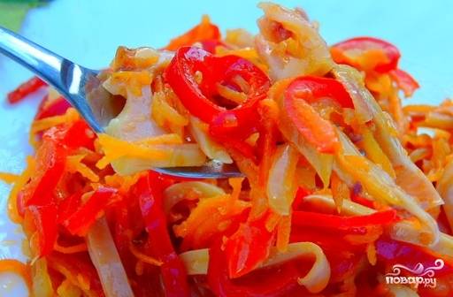корейская морковь с кальмарами рецепт в домашних | Дзен