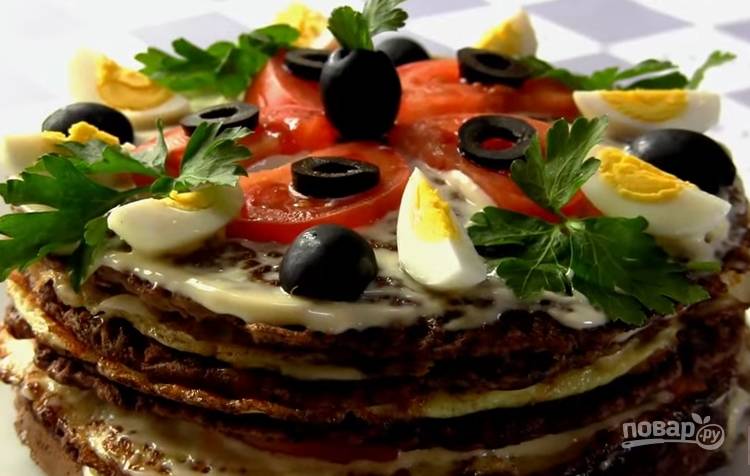 Печеночный торт с блинами - пошаговый рецепт с фото на slep-kostroma.ru