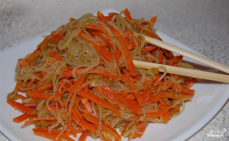 Рецепт салата из фунчозы и корейской моркови