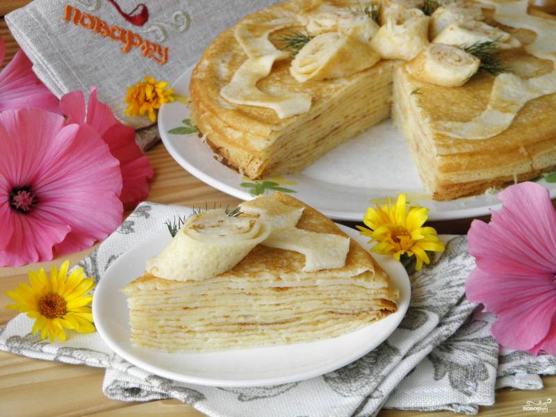 Блинный торт с творожным сыром, пошаговый рецепт с фото на ккал
