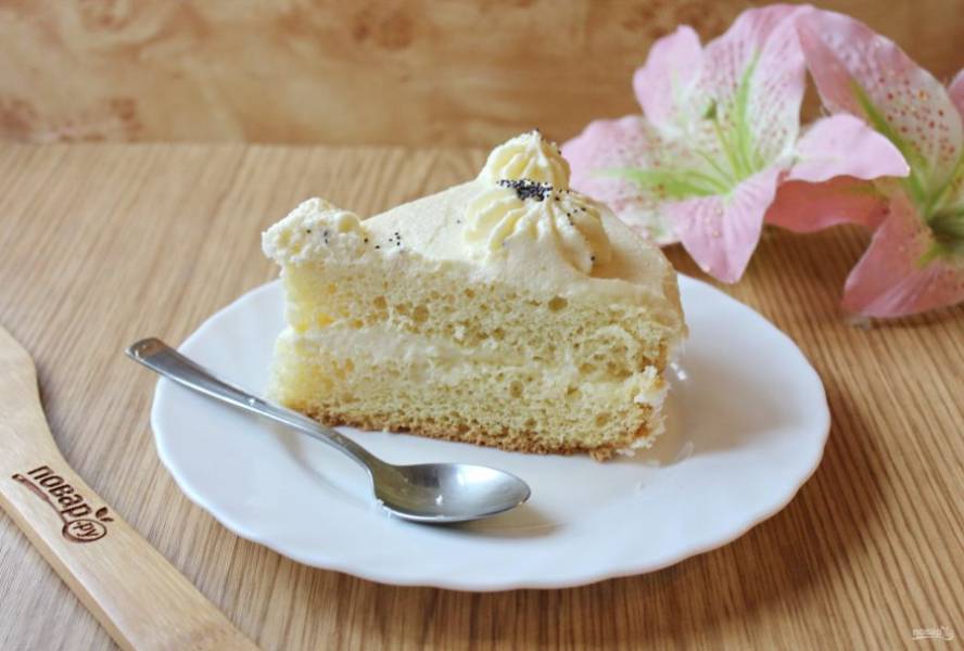 Бисквитный торт с кремом пломбир пошаговый рецепт с фото