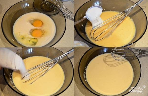 2. После добавьте яйца (2 целых и 1 белок). Выложите сметану, всыпьте сахар (его количество зависит от ваших предпочтений). Добавьте ванилин. Взбейте до однородности. 
