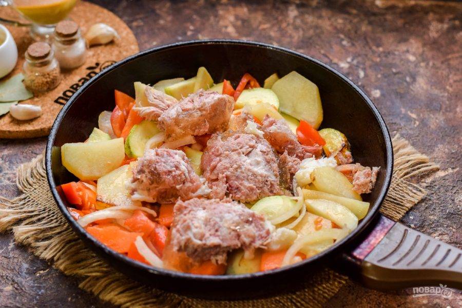 Овощное рагу с тушёнкой и картошкой — пошаговый рецепт с фото