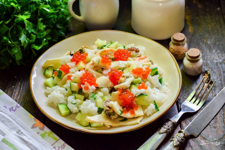 царский салат рецепт классический с креветками и икрой | Дзен