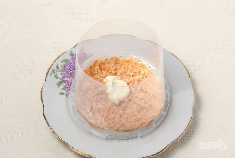 Салат «Мимоза» с рисом и горбушей
