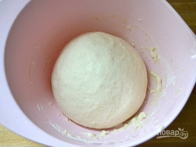 4.	Выложите тесто в миску и оставьте на 1,5-2 часа, за это время оно увеличится в объеме.