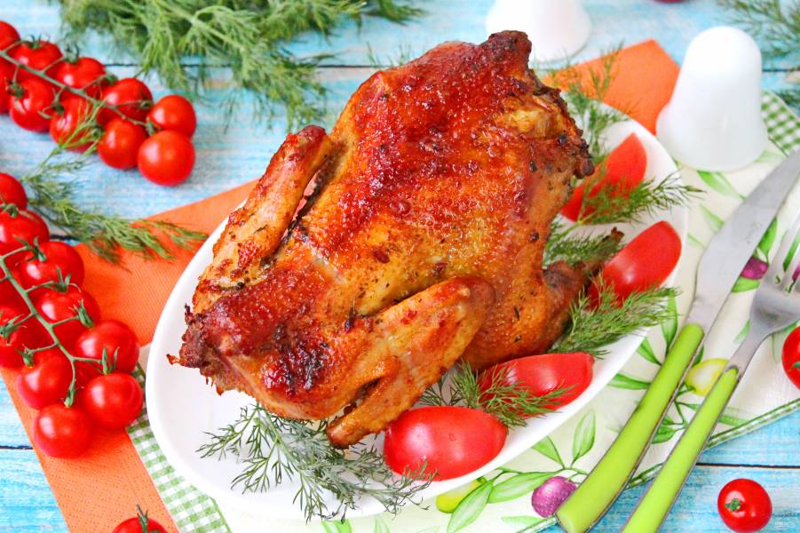 Фаршированная курица в духовке