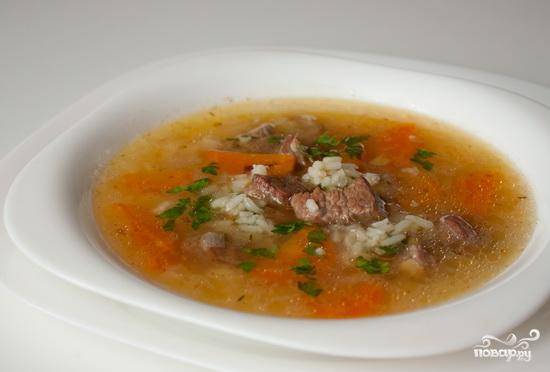 Суп из говядины с рисом и овощами