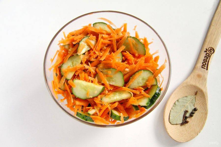 Салат из огурцов с луком и морковью. Салат из огурцов с луком и морковью