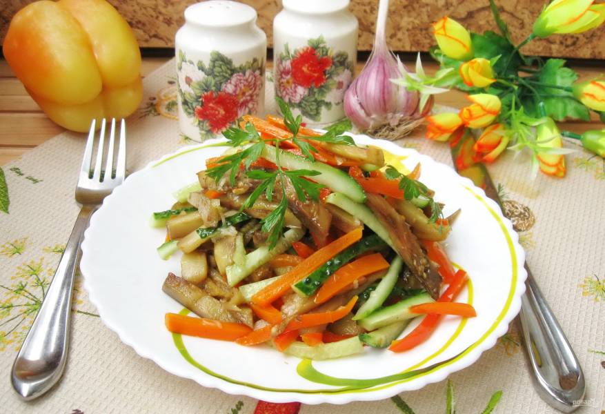 Салаты из баклажанов – 18 вкусных рецептов с фото, простые рецепты салатов с баклажанами