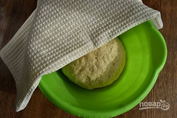 Муку просейте в миску, влейте подошедшие дрожжи, масло, добавьте соль и замесите мягкое тесто, не липнущее к рукам. Поместите его в миску, накройте полотенцем и оставьте в теплом месте для подъема на 1,5 часа.