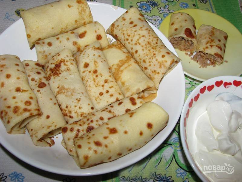 Блинчики на молоке с мясом