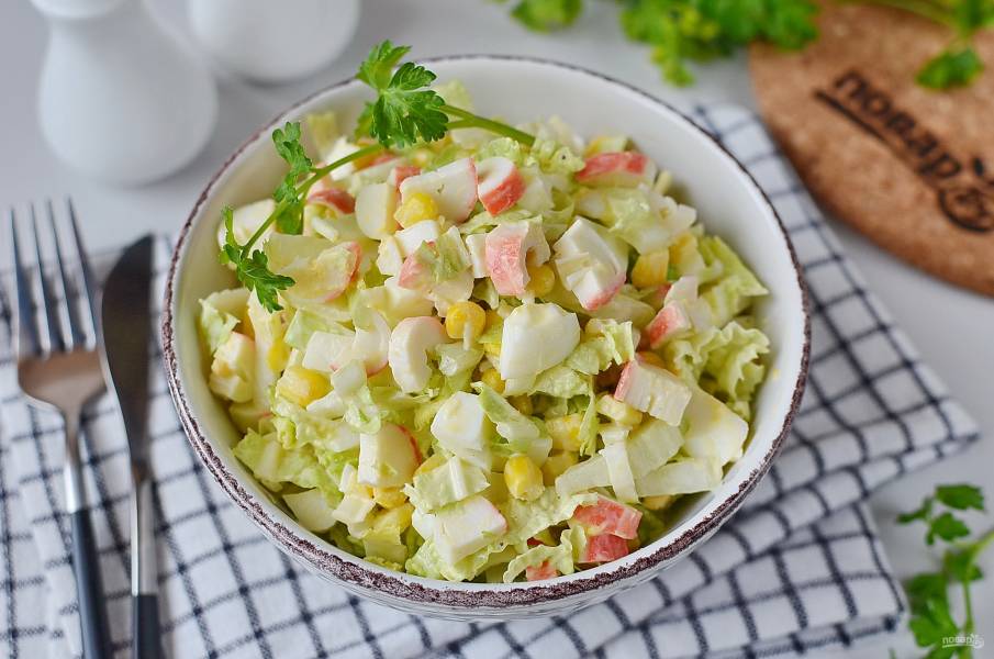 Салат с кукурузой и капустой » Вкусно и просто. Кулинарные рецепты с фото и видео