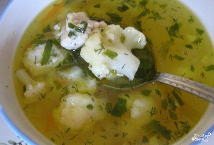 Суп с фрикадельками и цветной капустой — особый аромат и вкус
