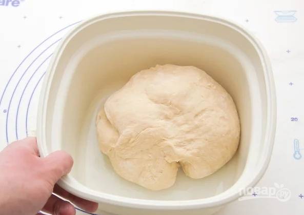 3. Замесите мягкое тесто, скатайте в шар и оставьте в теплом месте на час. 