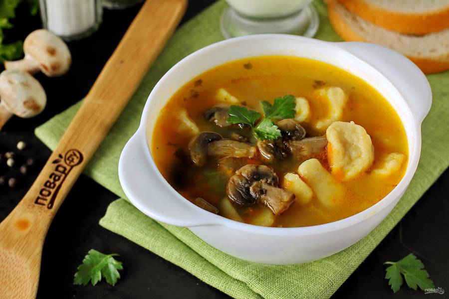 Суп с грибами и мясом