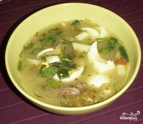 Вариант 2: Быстрый рецепт щавелевого супа с мясом и яйцом