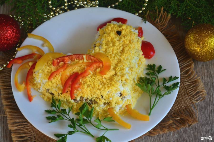 Новогодний салат Петушок рецепт 👌 с фото пошаговый | Как готовить салаты