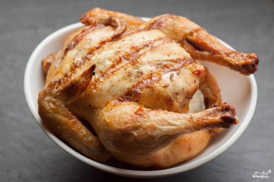 Курица Гриль в духовке рецепт без вертела целиком с фото