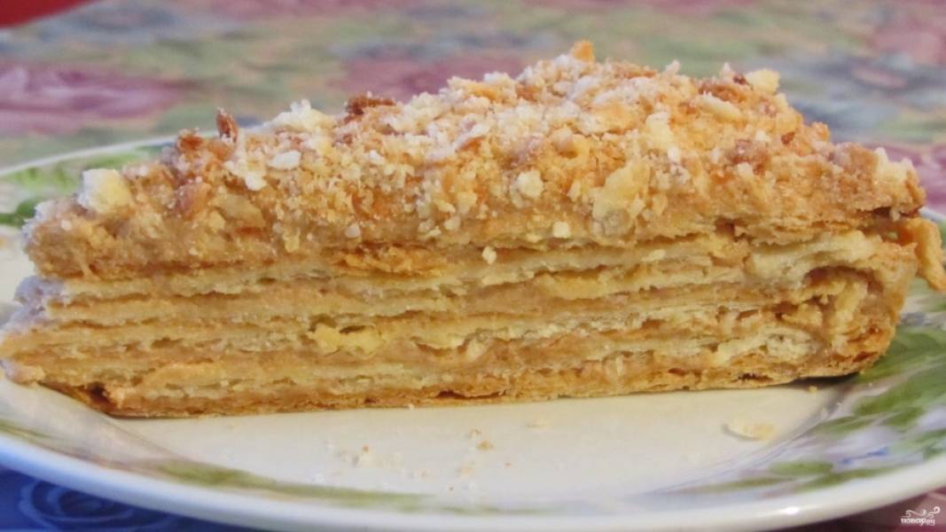 Торт Наполеон из слоеного теста — рецепт — Шуба