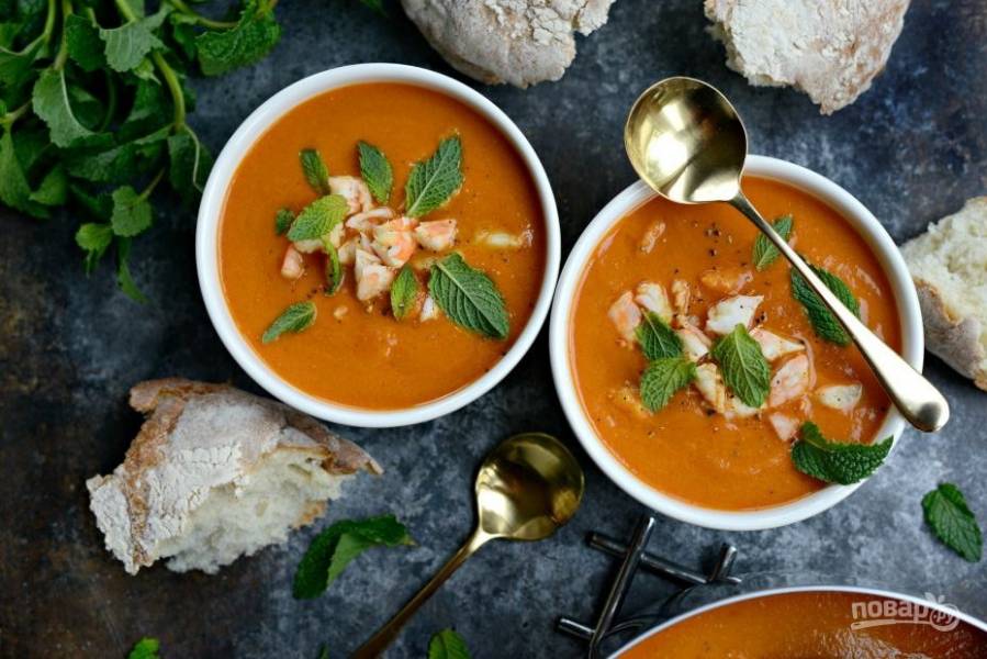 Томатный крем-суп с креветками - пошаговый рецепт с фото на Повар.ру