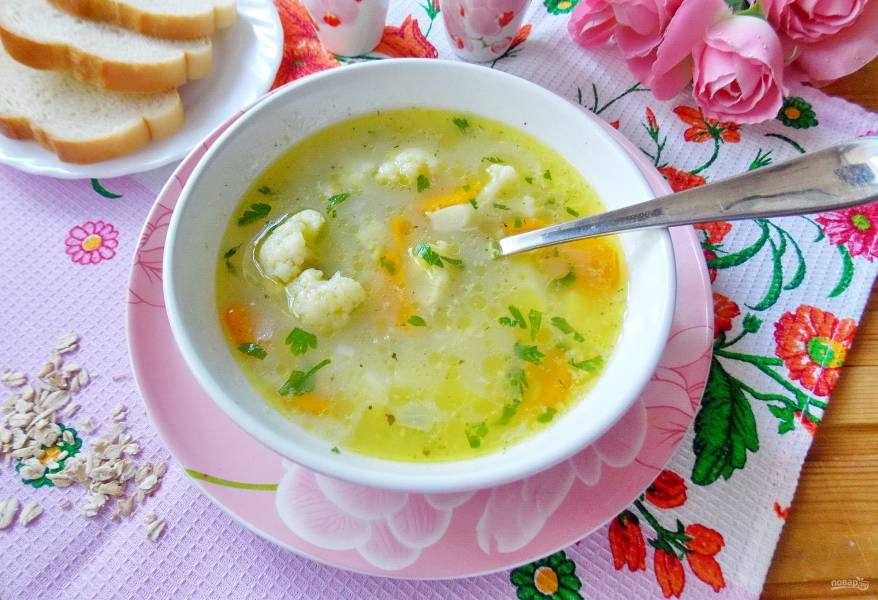 Овсяный суп с цветной капустой