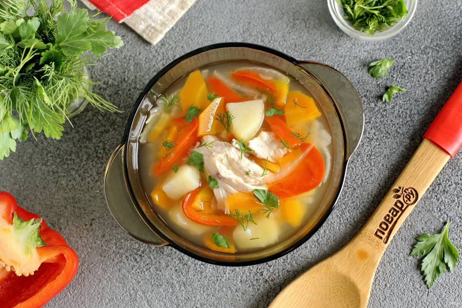 Суп из овощей с фрикадельками без картофеля