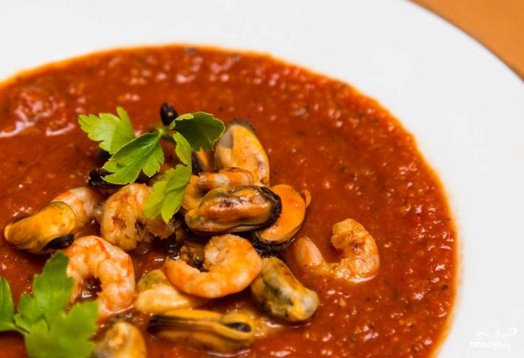 Итальянский томатный суп с морепродуктами - пошаговый рецепт с фото на  Повар.ру