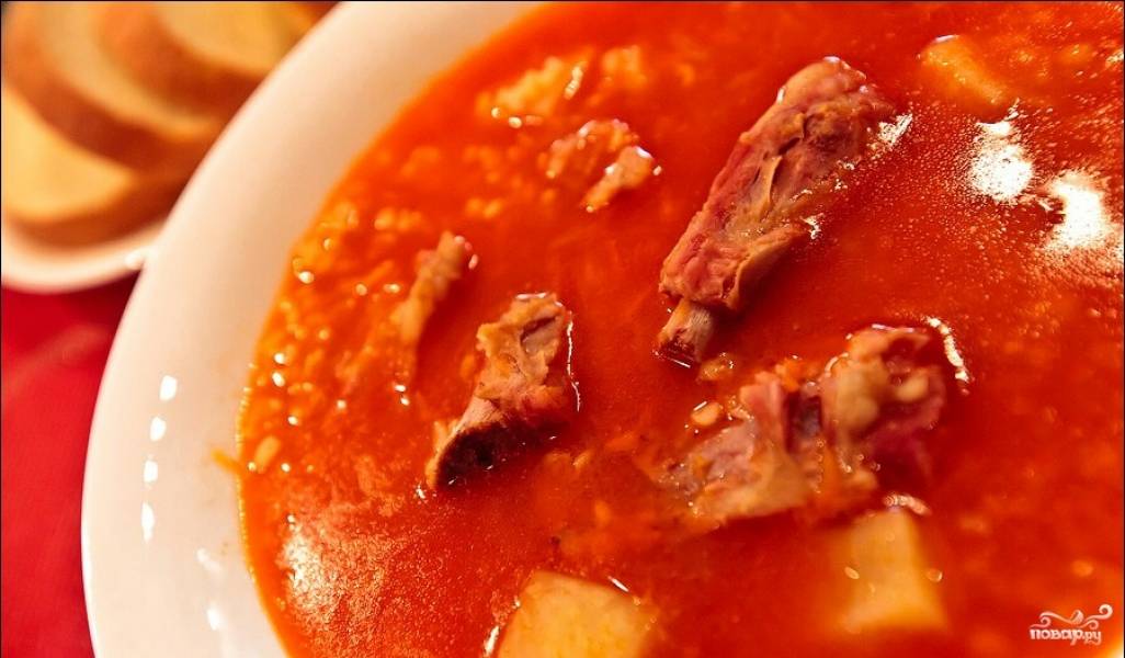 Пошаговое приготовление Фасолевый суп с ребрышками Рецепт с фото