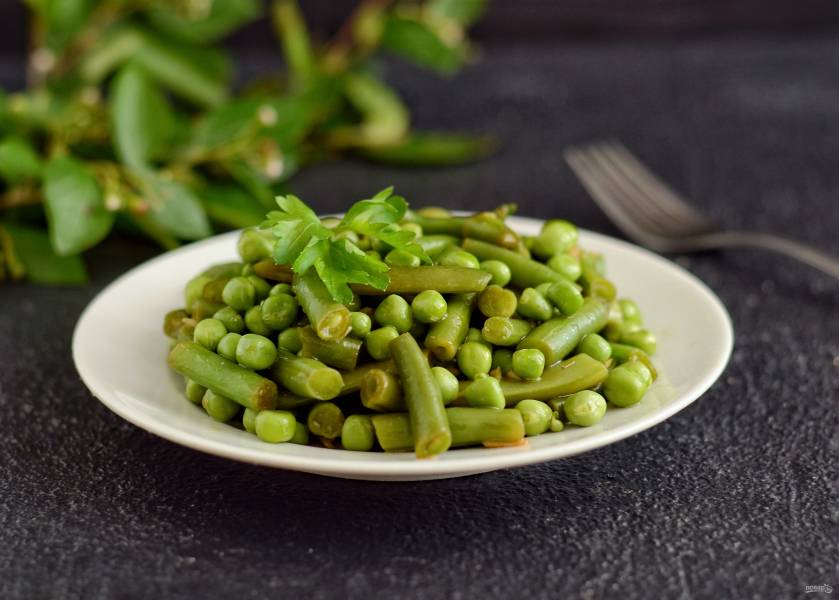 Ингредиенты для «Салат из фасоли с зеленым горошком»: