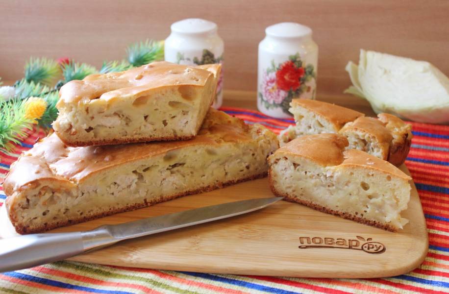 Пирог с капустой на сметане и майонезе – пошаговый рецепт приготовления с фото