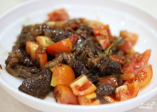 Рецепт: Жаренная говядина с луком - и морковью