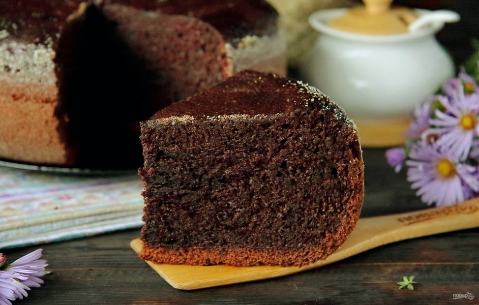 Влажный шоколадный бисквит в мультиварке — рецепт с фото пошагово