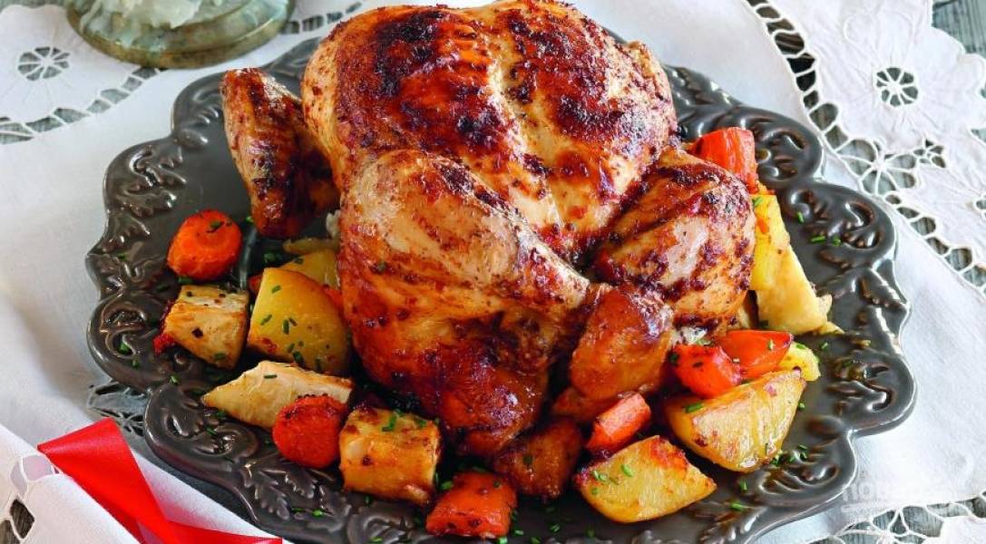 Как приготовить рецепт Домашняя курица в духовке целиком