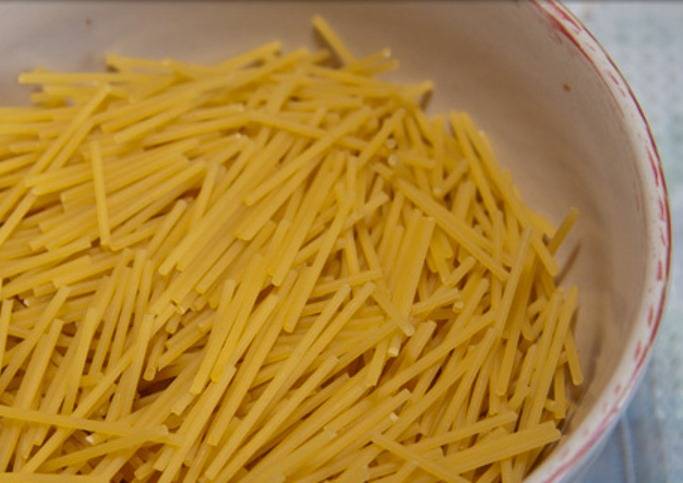 Спагетти разломайте на куски. 
