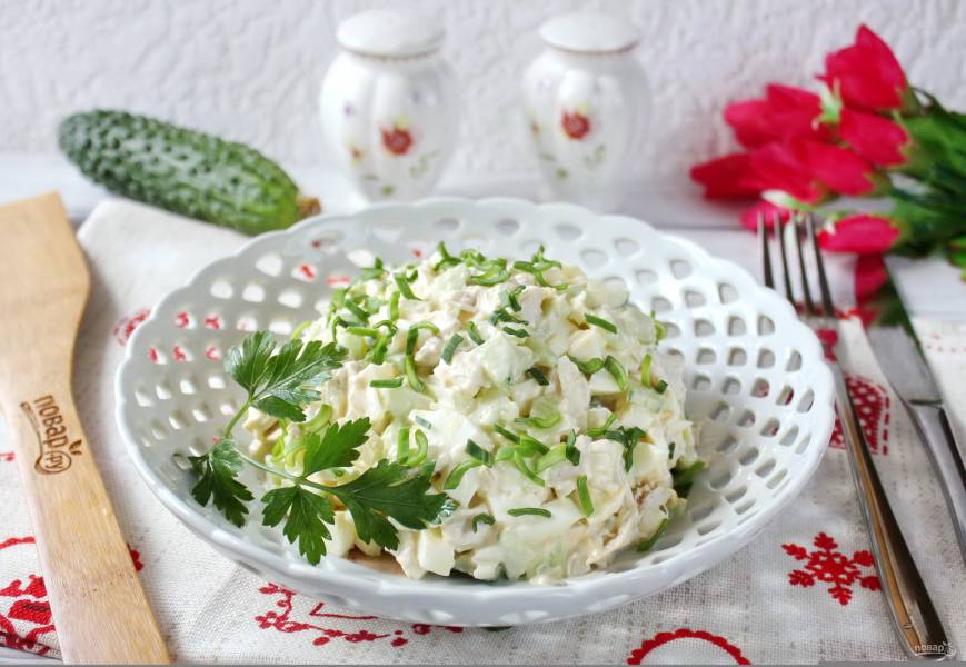Салат из курицы и огурцов - пошаговый рецепт с фото