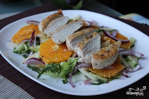 Салат с утиной грудкой и апельсинами (с руколой) — рецепт с фото пошагово