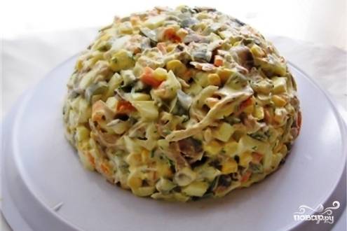Теплый салат «Осенний лес», пошаговый рецепт на ккал, фото, ингредиенты - Надежда