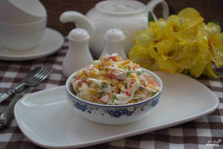 Крабовый салат без риса — это очень вкусно! – пошаговый рецепт приготовления с фото