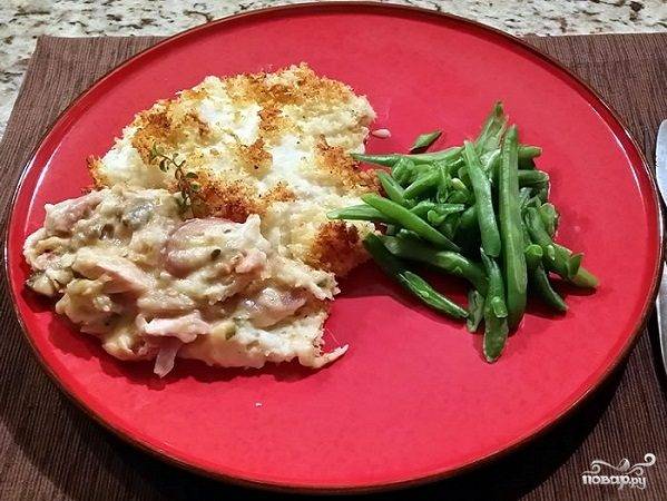 Картофельная запеканка с курицей и грибами — рецепт в духовке с сыром в сливочном соусе