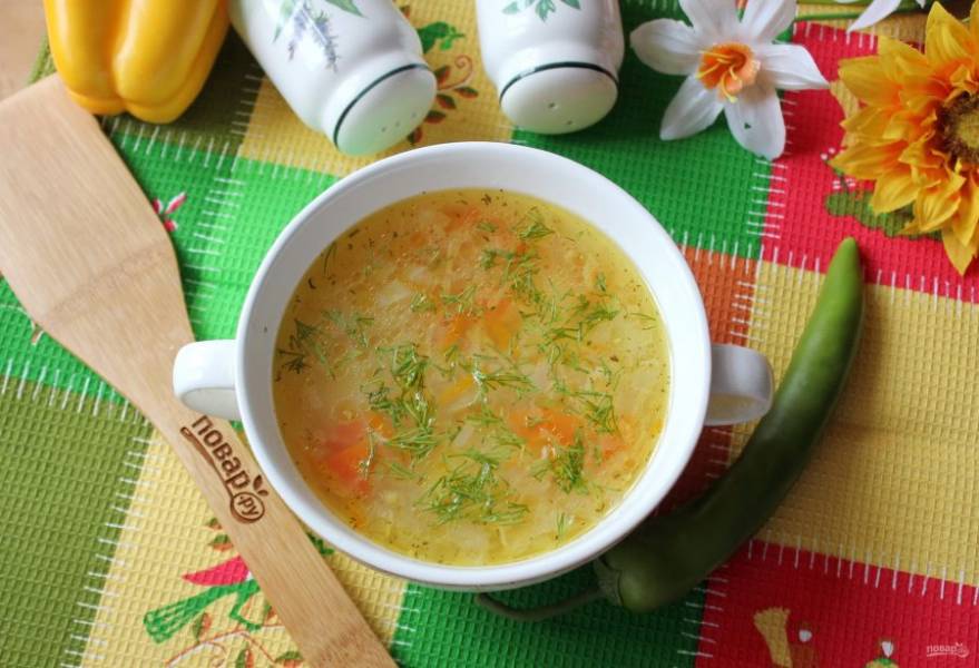 Украинский суп Капустняк с пшеном квашеной капустой простой рецепт пошаговый