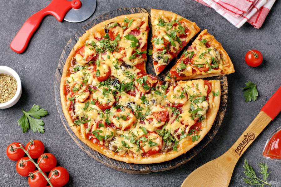 Тесто для пиццы на кефире – пошаговый рецепт приготовления с фото