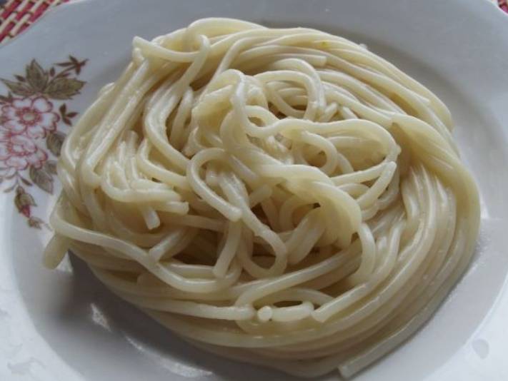 Спагетти с грибами и соусом 