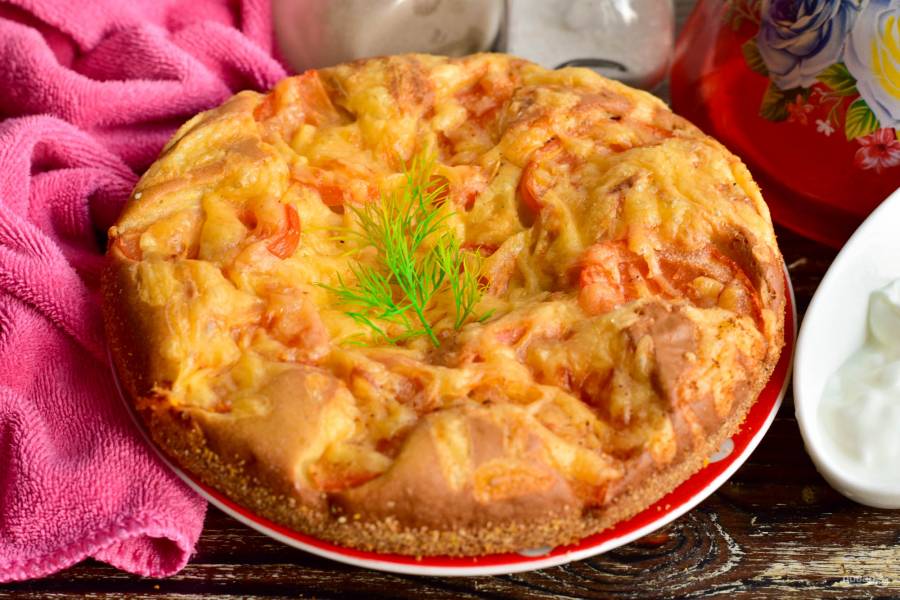 Инструкция по приготовлению Сметанный пирог с помидорами черри