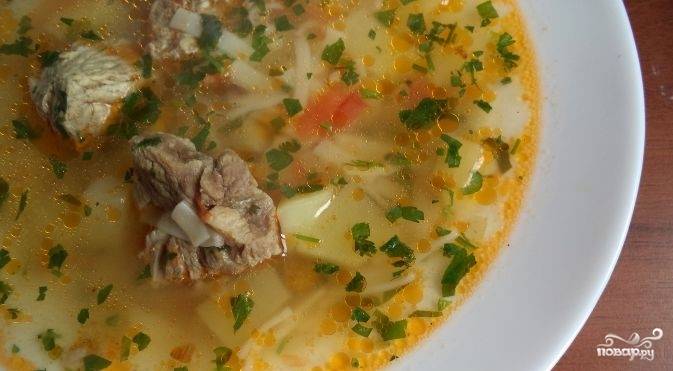 Суп с лапшой, свининой и картошкой — рецепт с фото пошагово