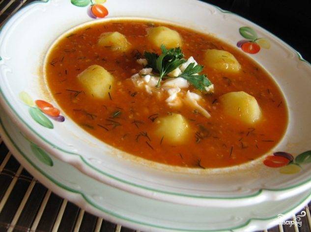 Картофельный суп с помидорами