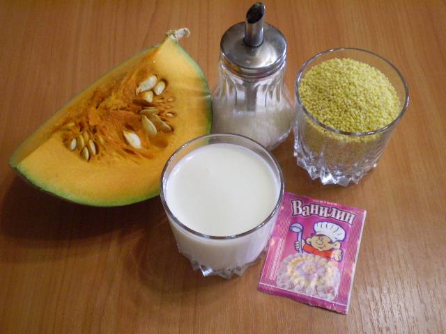 Подготовьте необходимые продукты. Чтобы получить более жидкую кашу, увеличьте количество молока.